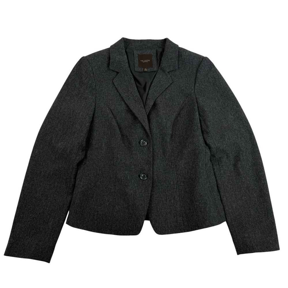 The Limited Blue Gray Blazer Jacket 2 Buttons Lined Long Sleeve Size M Stretch